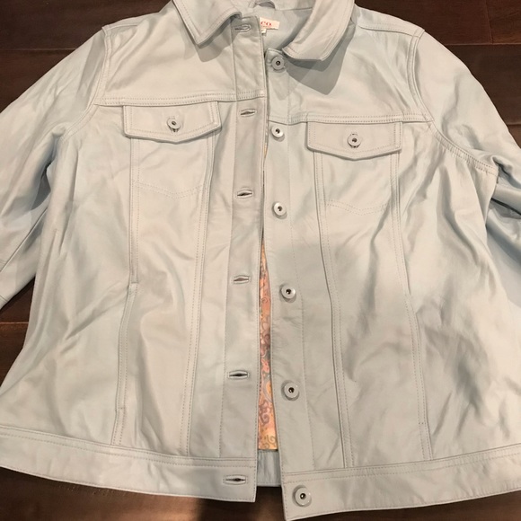 NWOT light blue leather jacket - Picture 4 of 4